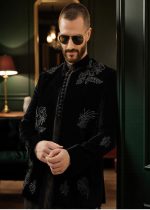 Men's Luxury Prince Coat Suits Black Prince Suit Men's Luxury Velvet Prince Suit Pakistani Wedding Prince coat