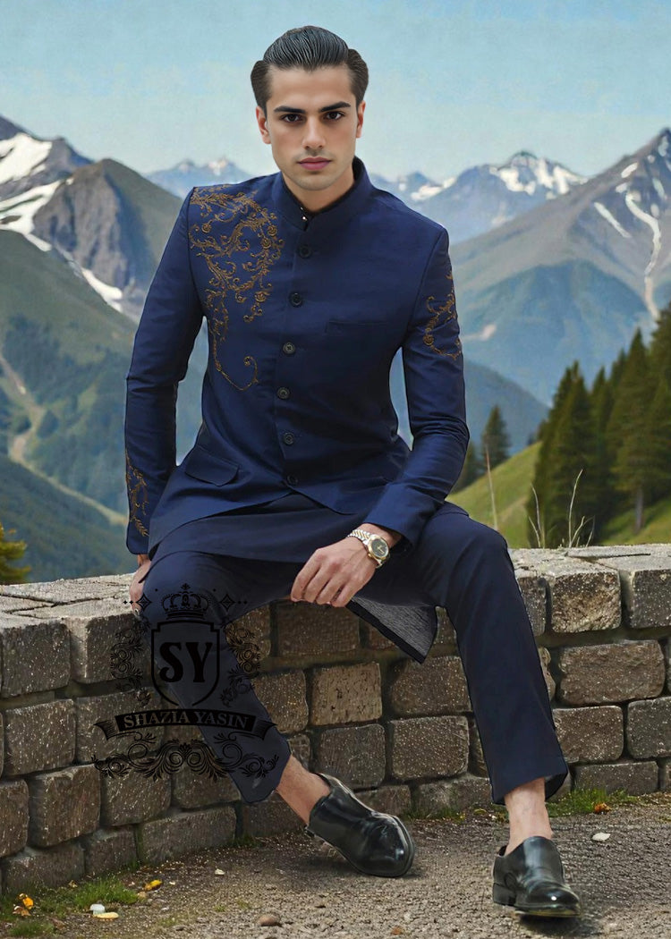 PrinceCoat350A Pakistani Designer Prince Coats Ilford United Kingdom Special Occasion Prince Coat with Beautiful Embellishments