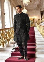 Designer Groomswear Black Embellished Sherwani Denny UK Bespoke Groom Sherwani Suits for Mens
