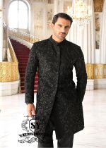 Designer Groomswear Black Embellished Sherwani Denny UK Bespoke Groom Sherwani Suits for Mens