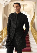 Designer Groomswear Black Embellished Sherwani Denny UK Bespoke Groom Sherwani Suits for Mens