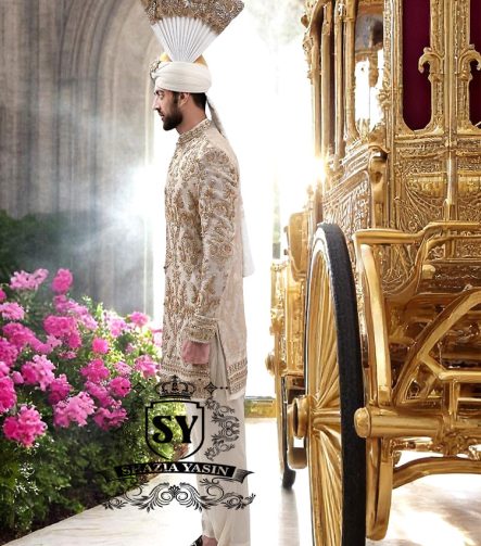 Champagne Raw Silk Embellished Sherwani Al Rayyan Qatar Stylish Embroidered Sherwani Suits UK USA Canada Australia