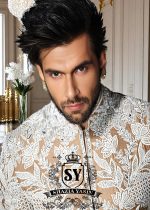 Pakistani Designer Antique Brass Sherwani Nelson UK Smart Mens Sherwani in Raw Silk