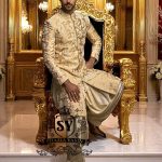 Indo Western Sherwani Royal Sherwani Anchorage Alaska USA Antique Gold Mens Sherwani in Lame Tissue
