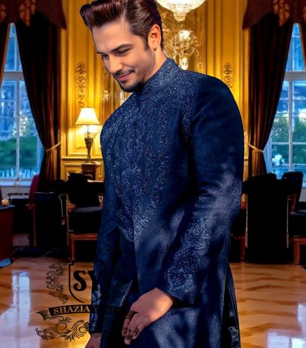 Awesome Cool Black Jamawar Sherwani Fitzroy Victoria Embellished Sherwani For Groom Australia