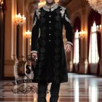 Luxury Velvet Sherwani in Black Princeton New Jersey NJ USA Designer Sherwani Ceremony Collection