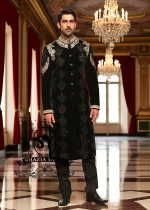 Luxury Velvet Sherwani in Black Princeton New Jersey NJ USA Designer Sherwani Ceremony Collection