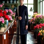 Stylish Embroidered Sherwani Suits in Black San Francisco California CA USA Buy Black Raw Silk Sherwani