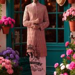 Baby Pink Sherwani for Mens Woking England UK Wedding Sherwani and Flared Trousers Combinations