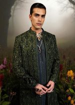Embroidered Sherwani for Wedding South London UK Dark Green Sherwani for groom, Indian Pakistani Designer Sherwani