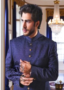 Cobalt Deep Embroidered Sherwani Suits Sydney Australia Stylish Mens Sherwani Suits Designer Sherwani