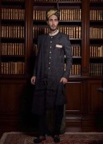 Buy Royal Sherwani Designer Black Sherwani Online Aberdeen Scotland UK Men's Wedding Sherwani for grandeur Style