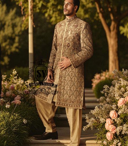 Men's Sherwani for Wedding, Pakistani Sherwani, Designer sherwani for men, Sherwani with turban in Toronto Canada