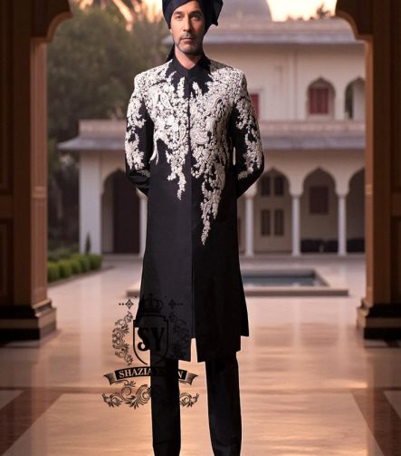 Men's Black Sherwani Suits Troy Michigan USA Father Of The Groom/Bride Sherwani Suits