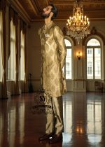 Luxury Golden Sherwani For Groom Newark New Jersey NJ US Men's Bespoke Wedding Sherwani Collection 2026