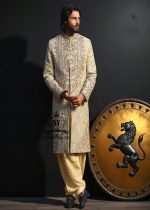 Light Beige Sherwani Style Pakistani Groom Dress San Antonio Texas USA Designer Sherwani Suit Pakistan
