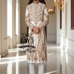 Groom's Off-White sherwani suits France Paris Hand Embellished Sherwani Embroidered Sherwani