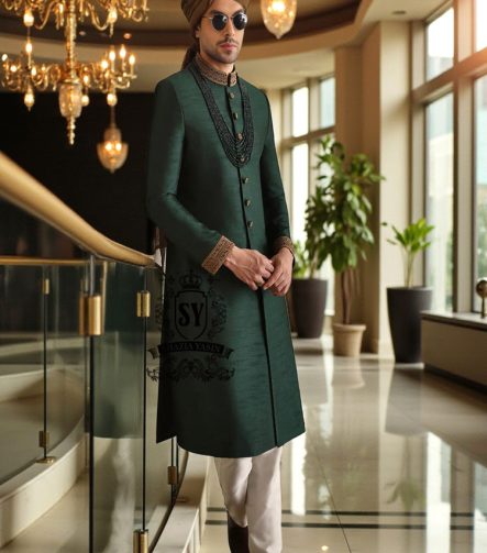 Traditional Emerald Green Sherwani Lawrenceville New Jersey NJ USA Latest Sherwani Designs South Asian formal wear