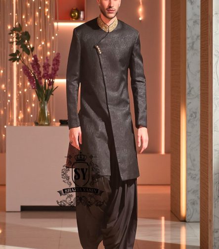 Men's Black Sherwani Suit - Best Selection Bespoke Mens Angarkha Sherwani Wedding UK USA Canada Australia