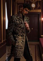 The elegance of a Sherwani, the quintessential men's Sherwani suit, a piece of tailor-made class, a garment to wear like a second skin on special occasions, events, or your wedding day.