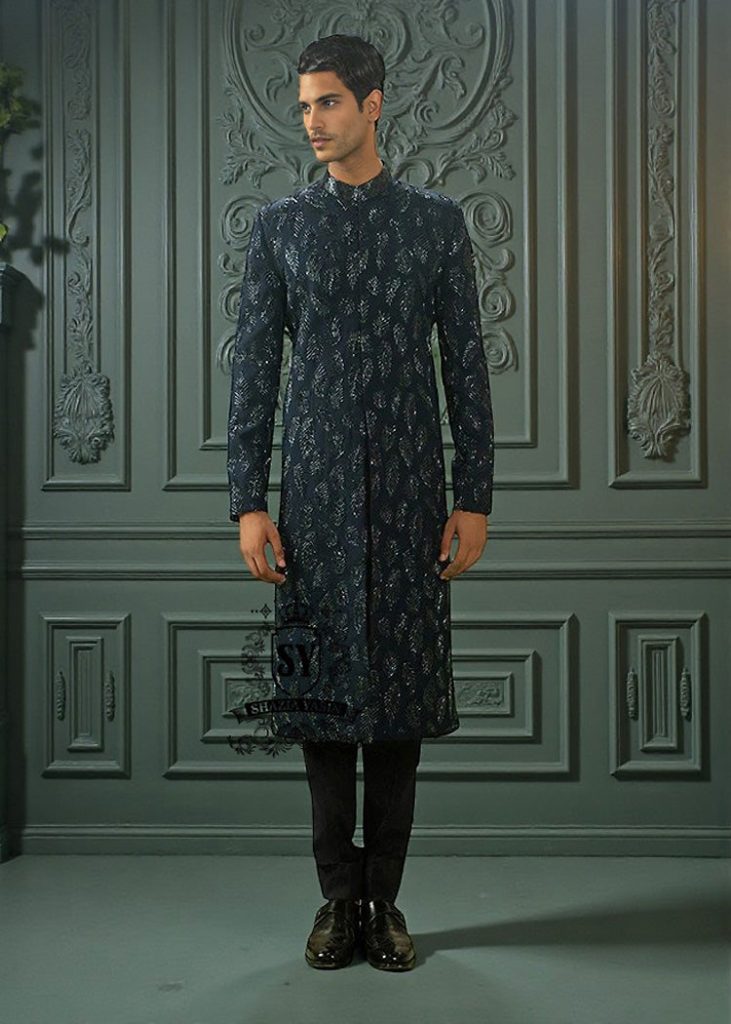 Majestic Blue Sherwani is a symbol of refinement and royal elegance, a timeless classic especially when we talk about wedding sherwani suits.