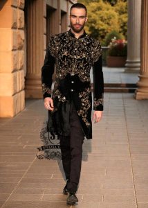Elevate your style with this most luxurious velvet embellished men's sherwani. This High-end fashion sherwani is sure to make you stand out from the crowd.