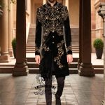 Elevate your style with this most luxurious velvet embellished men's sherwani. This High-end fashion sherwani is sure to make you stand out from the crowd. 