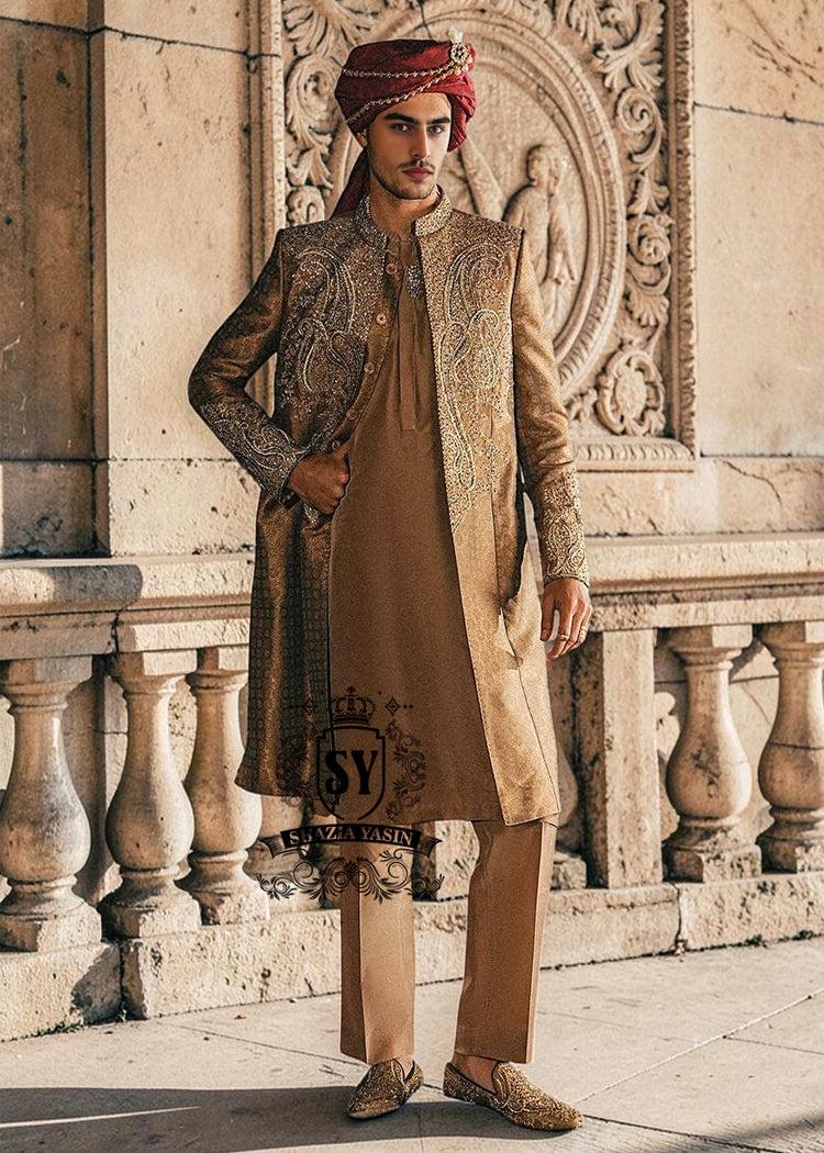 Sherwani226a Luxury South Asian Men's Wedding Sherwani Outfit San Antonio Texas USA Designer Indian Sherwani Trends