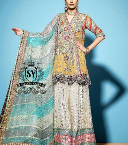 Designer Angrakha Suits with Sharara for Bride Springfield Illinois USA Angrakha Suits for Wedding