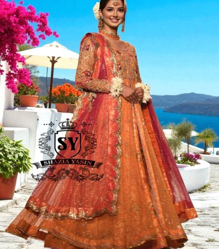 Latest Bridal Pishwas Designs Bridgeview Illinois USA Pakistani Bridal Pishwas for Mehndi Mayon