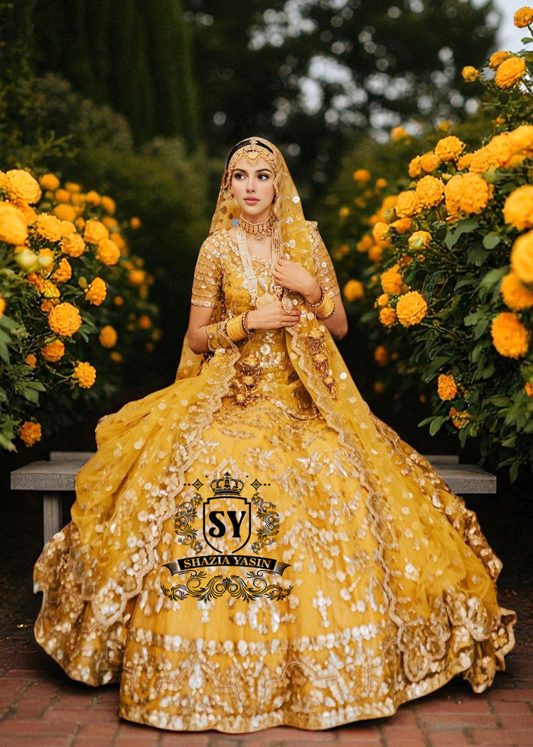 Traditional Pakistani Mayon Bridal Lehenga Dress