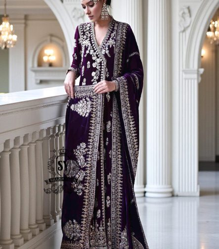 Latest Velvet Bridal Dresses Heavy Embellished Velvet Angrakha Designs Dansville New York USA Formal Dresses