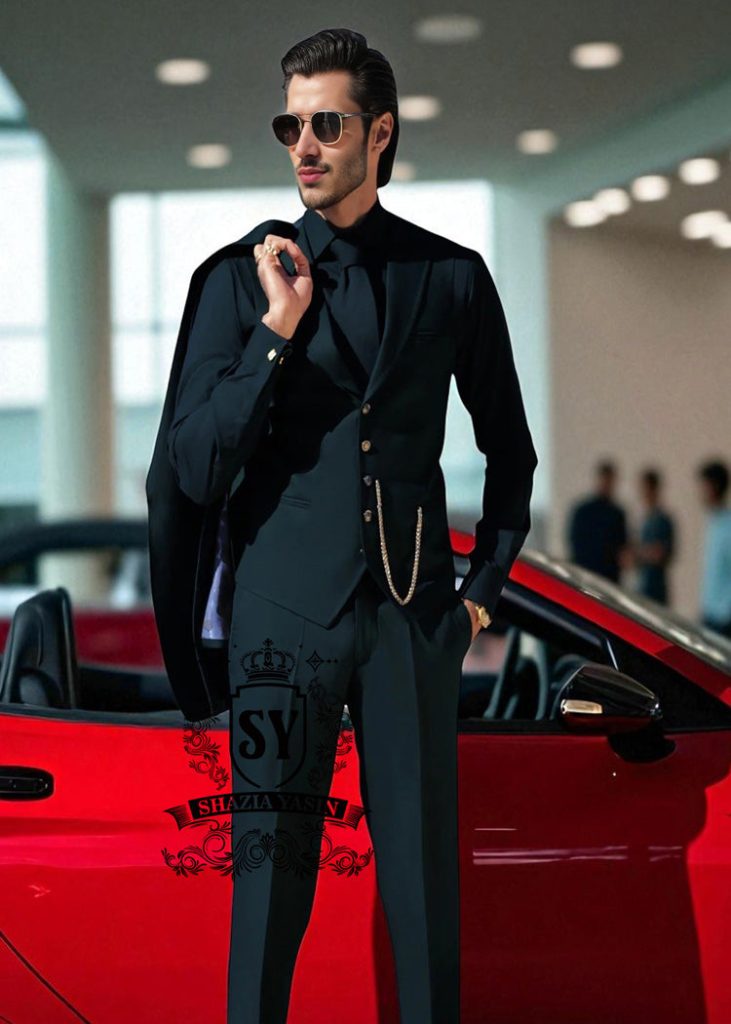 Latest Three Piece Suit Designs Montgomery Village Maryland USA Graceful Men's Dark Teal Suit in Italian Fabric