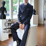 Graceful Mens Suit in Pinstripe Los Angeles LA California CA USA Bespoke Men's Formal Wedding Business Suits