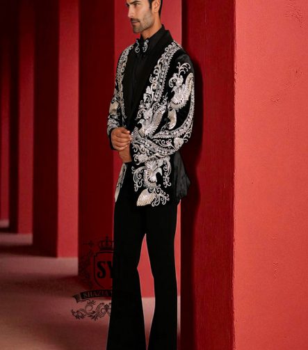 Men's Luxury Bespoke Embellished Black Tuxedo 3 Piece Suit Salisbury England UK Men high end tuxedo suits