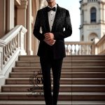 Black Royals tuxedo Hertfordshire England UK Hand Embellished Tuxedo With Satin Lapel With Price