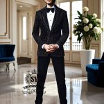 Pakistani Designer Black Royal Tuxedo Diamond Bar California CA USA Good Looking Mens Velvet Tuxedo
