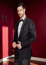 Designer Grooms wear Tuxedo Baltimore Maryland USA Bespoke Tuxedo Suits for Men's Total Black Wedding Outfit