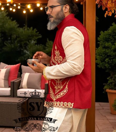 Pakistani Mens Waistcoats Islip New York USA Sangeet Night Waistcoats for Father of Bride