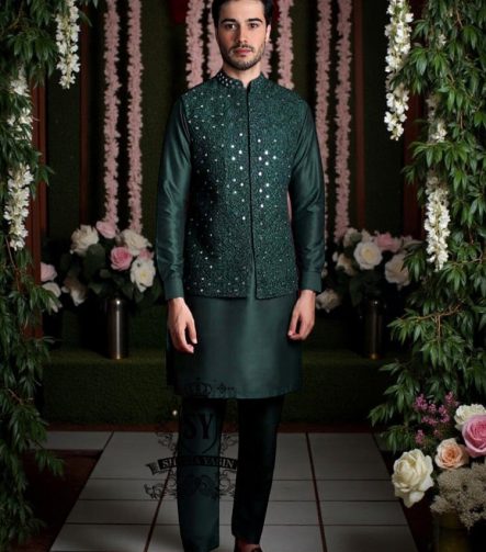 Buy Fully Embroidered Waistcoats For Men Tyne and Wear London UK Mirror work Men's Waistcoat for Mehndi Ceremony