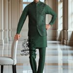Heavy Embroidered Waistcoat Portsmouth Virginia USA Men's Emerald Green Waistcoats for Mehndi or Dholki
