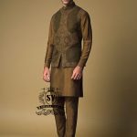 Olive Drab Raw Silk Embroidered Waistcoat Buckinghamshire London UK Luxurious Embroidered Waistcoat