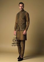 Olive Drab Raw Silk Embroidered Waistcoat Buckinghamshire London UK Luxurious Embroidered Waistcoat
