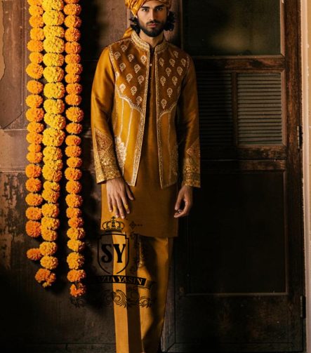 Classic elegance meets modern style - our Harvest Gold Waistcoat is the quintessence of chic and charm at any wedding.