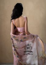Pale Pink Embellished Saree Wedding Dress - Image 6