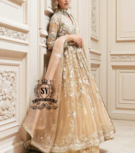 jewel-encrusted Long Angrakha Style for Nikah Wedding San Diego California USA Buy Designer Angrakha Pishwas Bridal Dresses