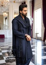 Deep Navy Mens Kurta Shalwar Brampton, Ontario, Canada Embroidered Kurta Shalwar for Mehndi