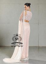 Buy Blush Net Crystalline Embellished Saree With Blouse Online Cocktail Sarees UK, USA, Canada, Australia